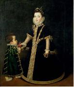 Sofonisba Anguissola Girl with a dwarf, thought to be a portrait of Margarita of Savoy, daughter of the Duke and Duchess of Savoy Spain oil painting artist
